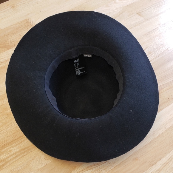 NWOT H&M 100% Wool Black Wide Brim Bow Ribbon Hat - Picture 3 of 7